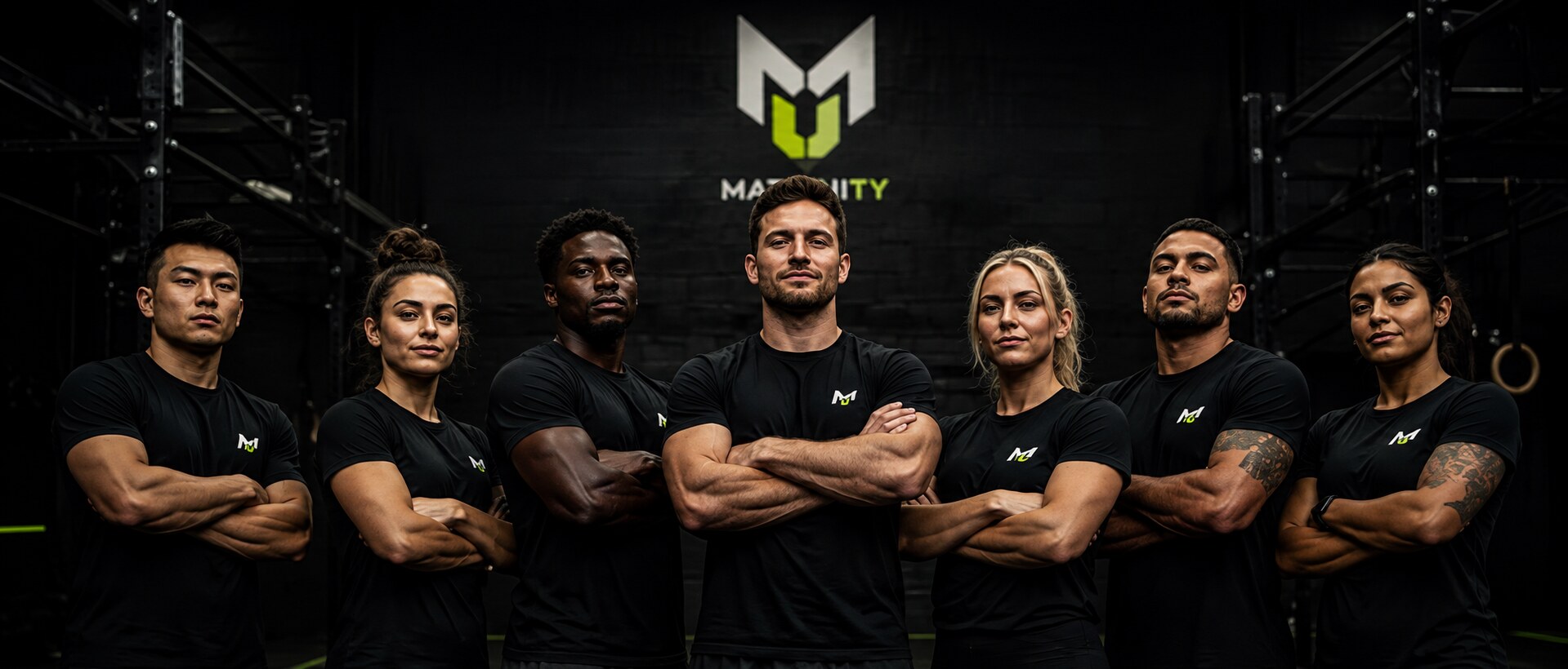 The MatUnity team in a gym, wearing MatUnity-branded gear